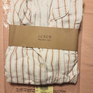 J. Crew Pajama Set Cream with Beige Stripes Size M